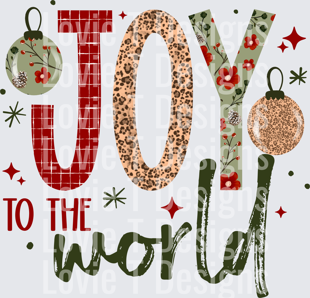 Joy to the World (Red & Green) DTF transfer design