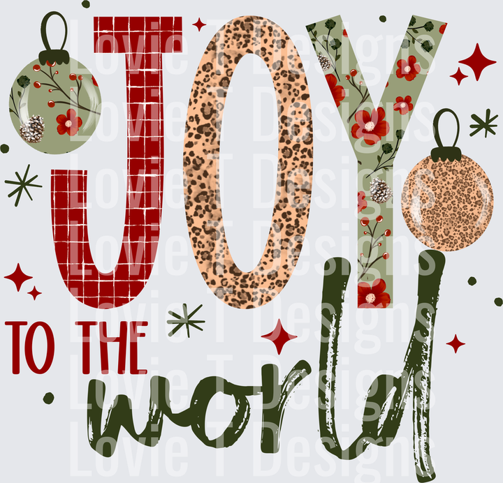 Joy to the World (Red & Green) DTF transfer design