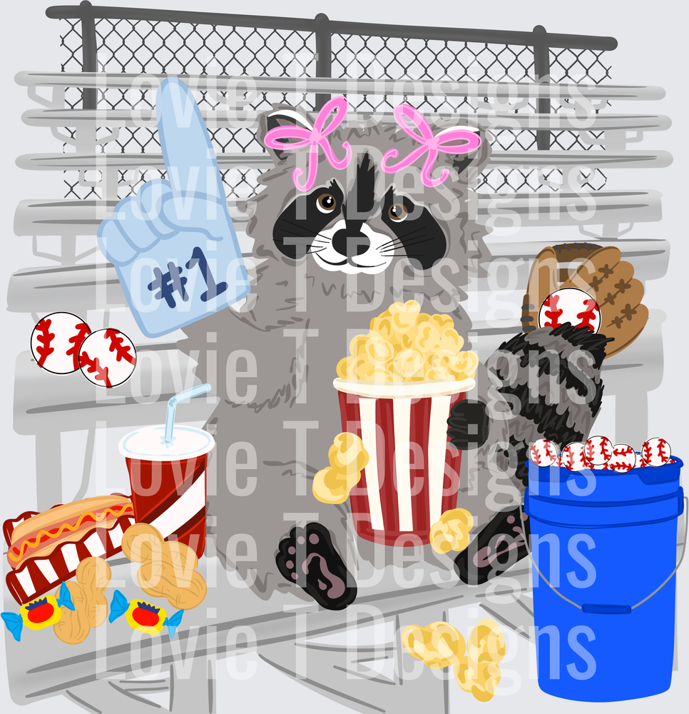 TRASH PANDA WITH BOW BALLFIELD