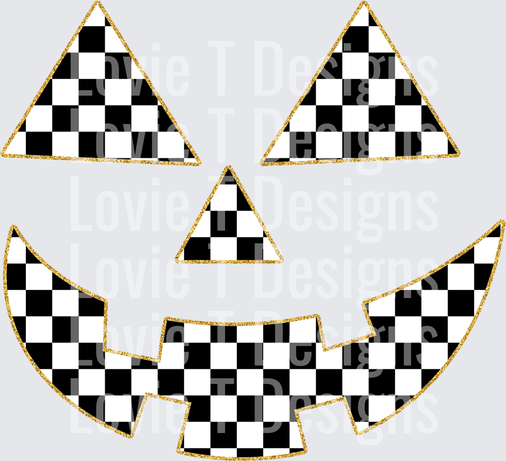 Checkered Face Halloween DTF transfer design