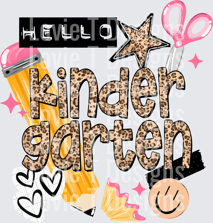 A Hello Kindergarten back to school DTF transfer design
