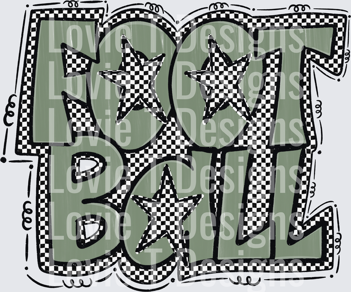 Preppy Star Football Retro Checkered Bold Graffiti Style Football Lettering With Stars football DTF transfer design