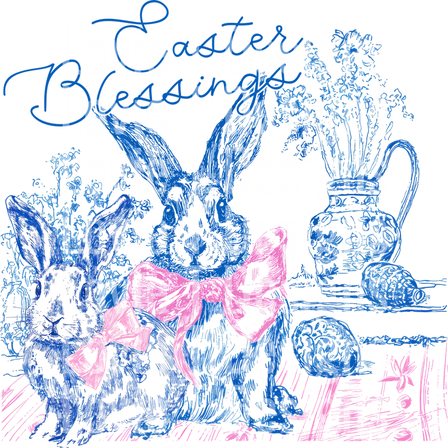 EASTER BLESSINGS TOILE BUNNIES NO WHITE