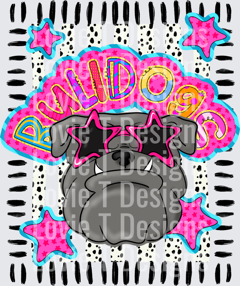 DOODLE STAR SUNGLASSES BULLDOGS mascot DTF transfer design
