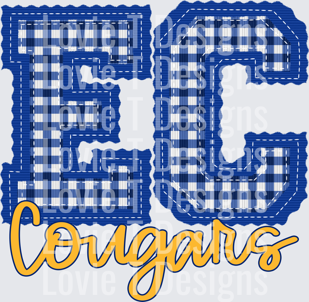 EC COUGARS ROYAL GINGHAM LETTERMAN STITCH