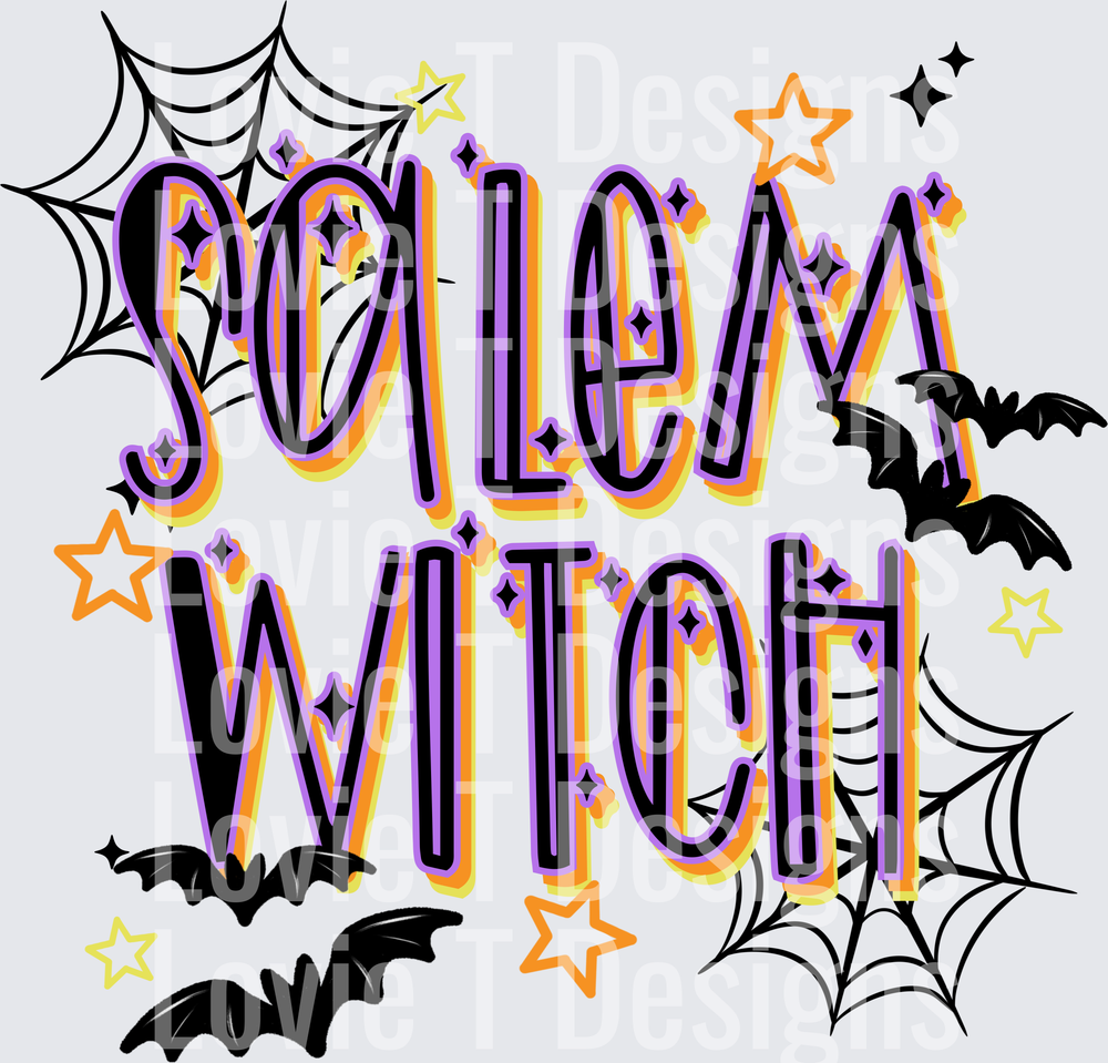 Salem Witch Black(1) Halloween DTF transfer design