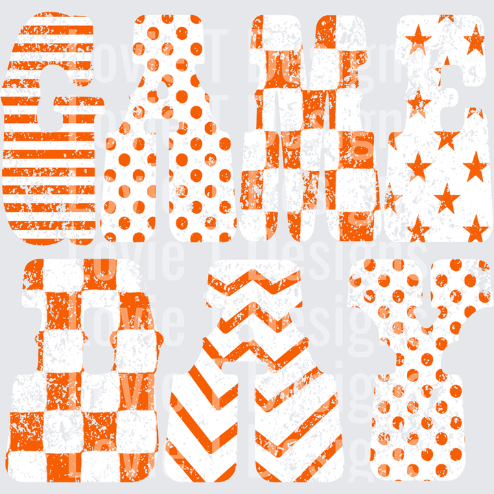 White Orange Game Day – DTF Transfer