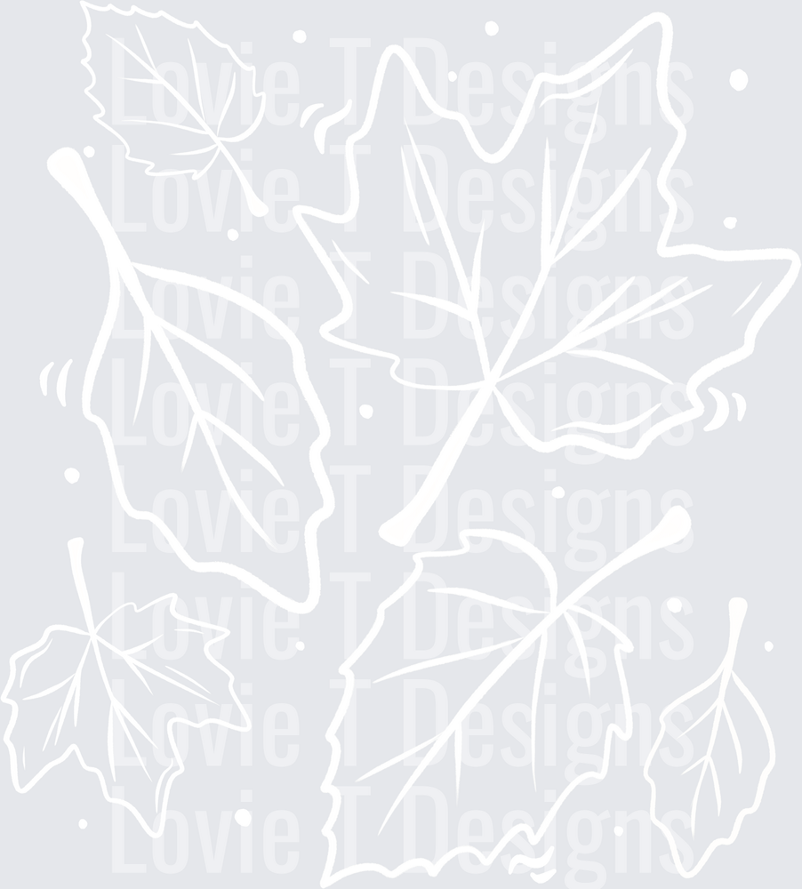 LEAVES SINGLE COLOR WHITE Fall DTF transfer design