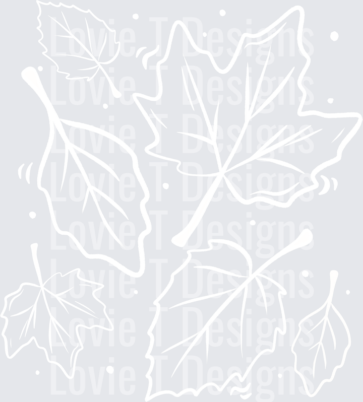 LEAVES SINGLE COLOR WHITE Fall DTF transfer design