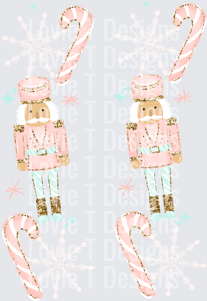 Tis the Season Pink Nutcracker Sleeves (Light Skin Tone) DTF transfer design