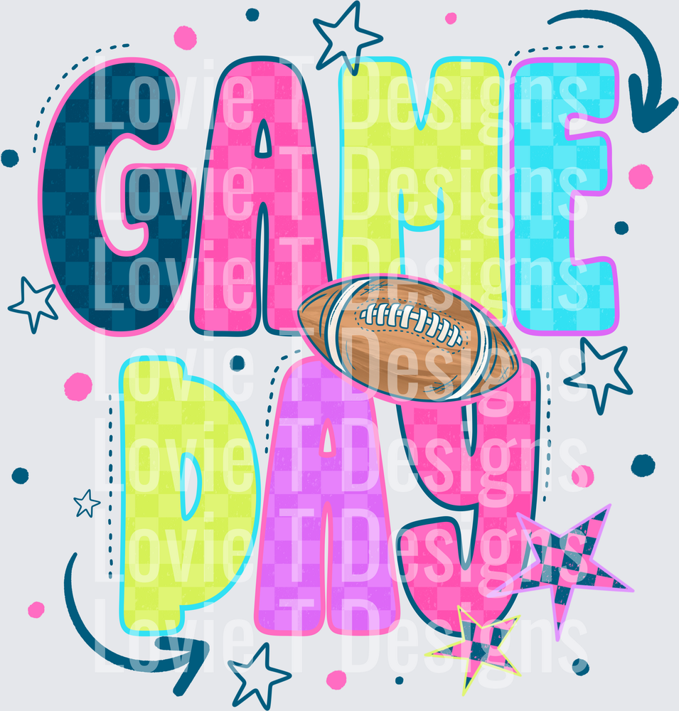 GAME DAY COLORFUL football DTF transfer design
