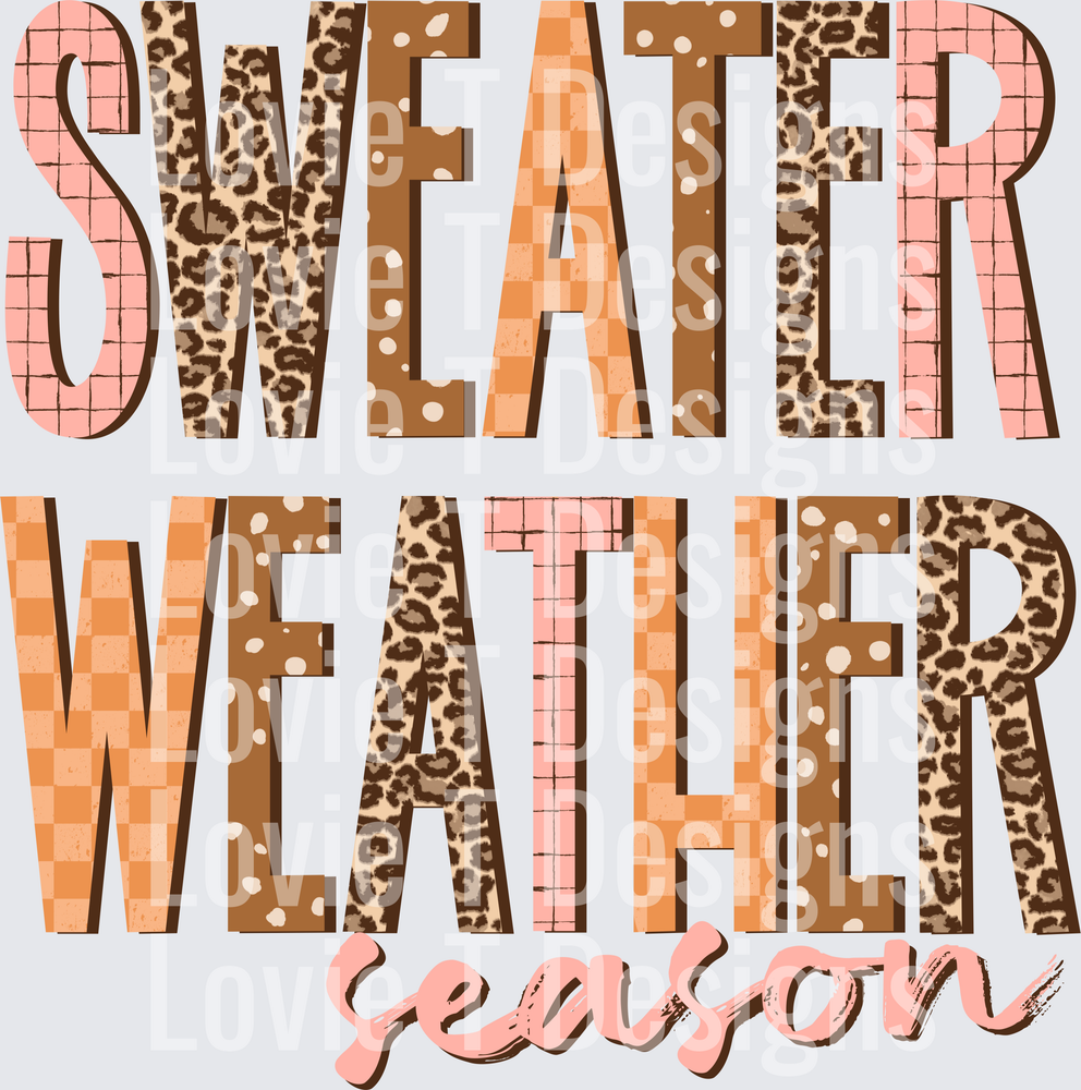 Sweater Weather Season (Leopard & Plaid) DTF transfer design