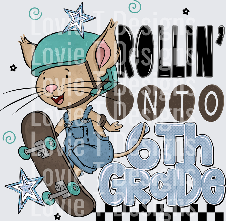 Rollin Into 6th Grade Skateboarding Mouse