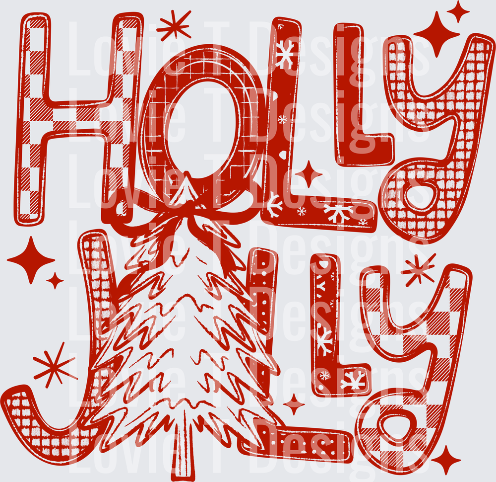 Holly Jolly Tree (Red) DTF transfer design