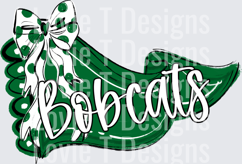 KELLY GREEN PENNANT AND BOW BOBCATS