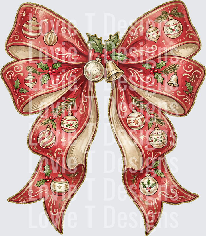 Vintage Christmas Bow Christmas DTF transfer design