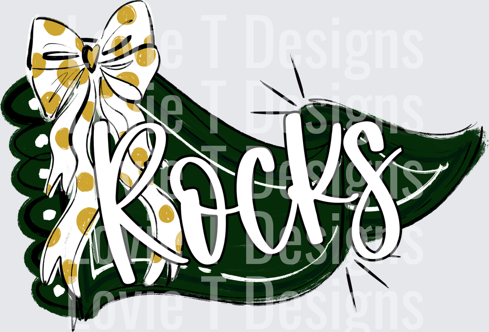 ROCKS DARK GREEN PENNANT AND VEGAS DOT BOW