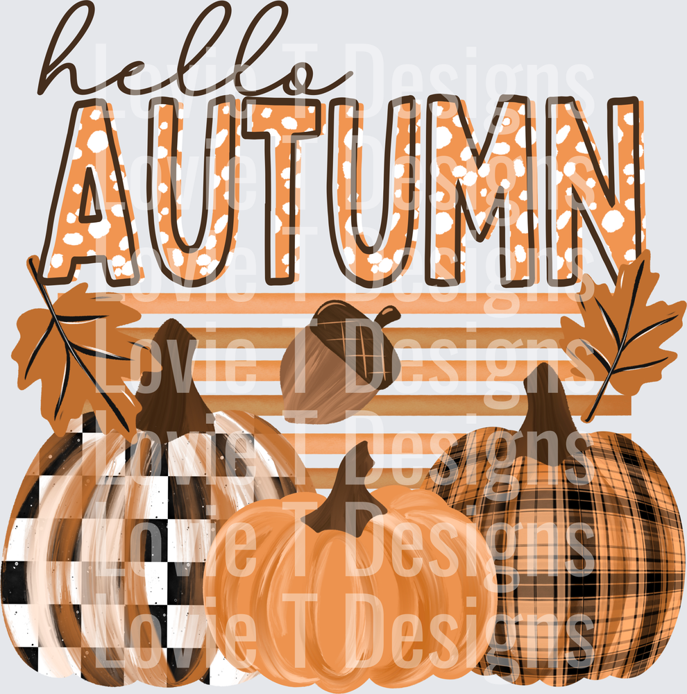 Autumn W Stripes fall DTF transfer design