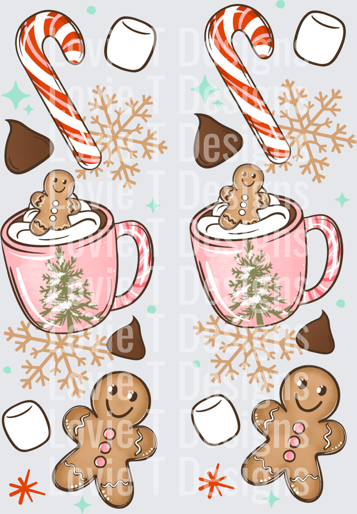 Hot Cocoa & Gingerbread Sleeve DTF transfer design
