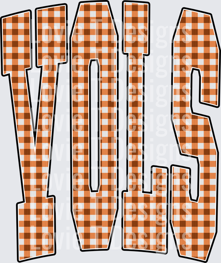 VOLS ORANGE GINGHAM football game day DTF transfer design