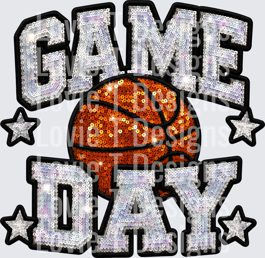 GAME DAY BASKETBALL FAUX SEQUIN