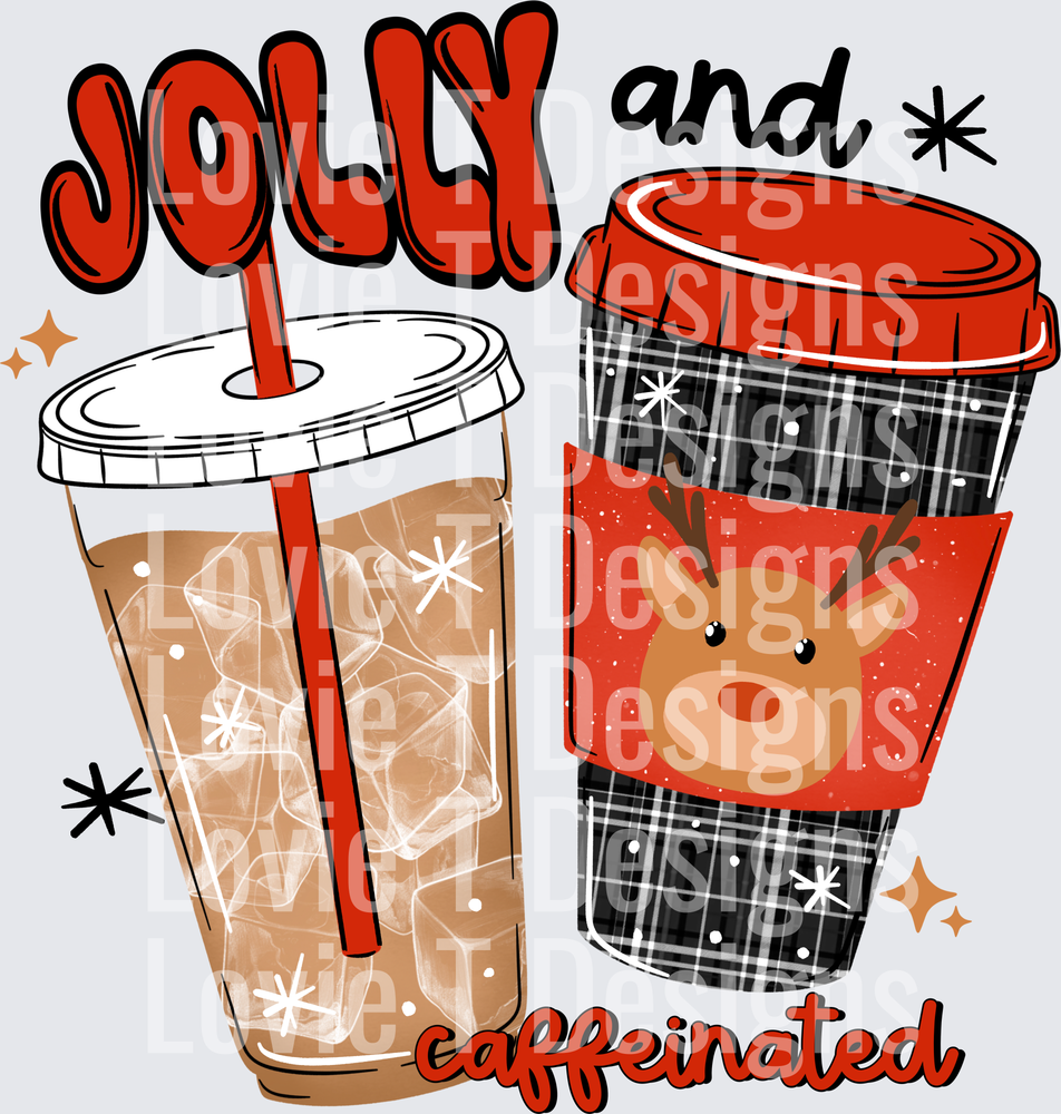 Jolly and Caffeinated Coffee Cups DTF transfer design