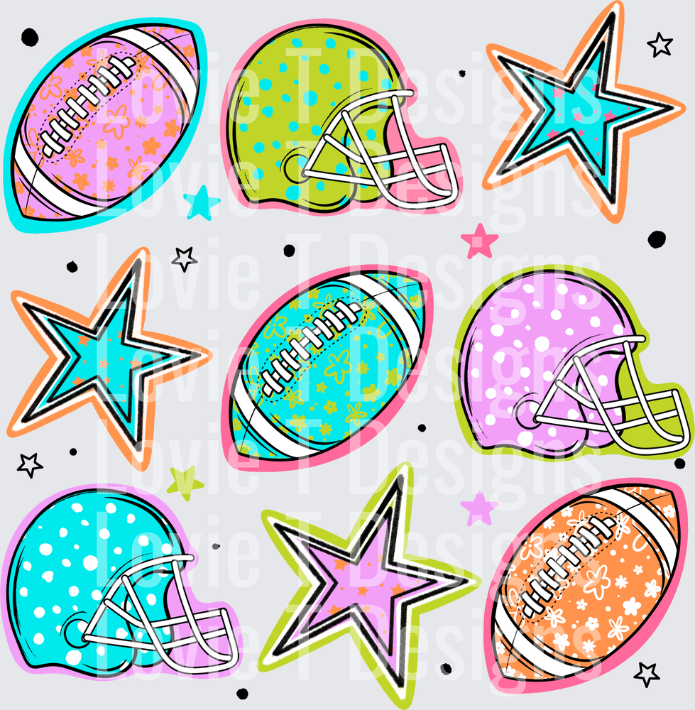 COLORFUL FOOTBALL Football DTF transfer design