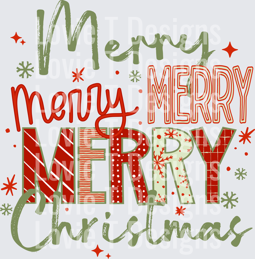 Merry Merry Merry Christmas DTF transfer design