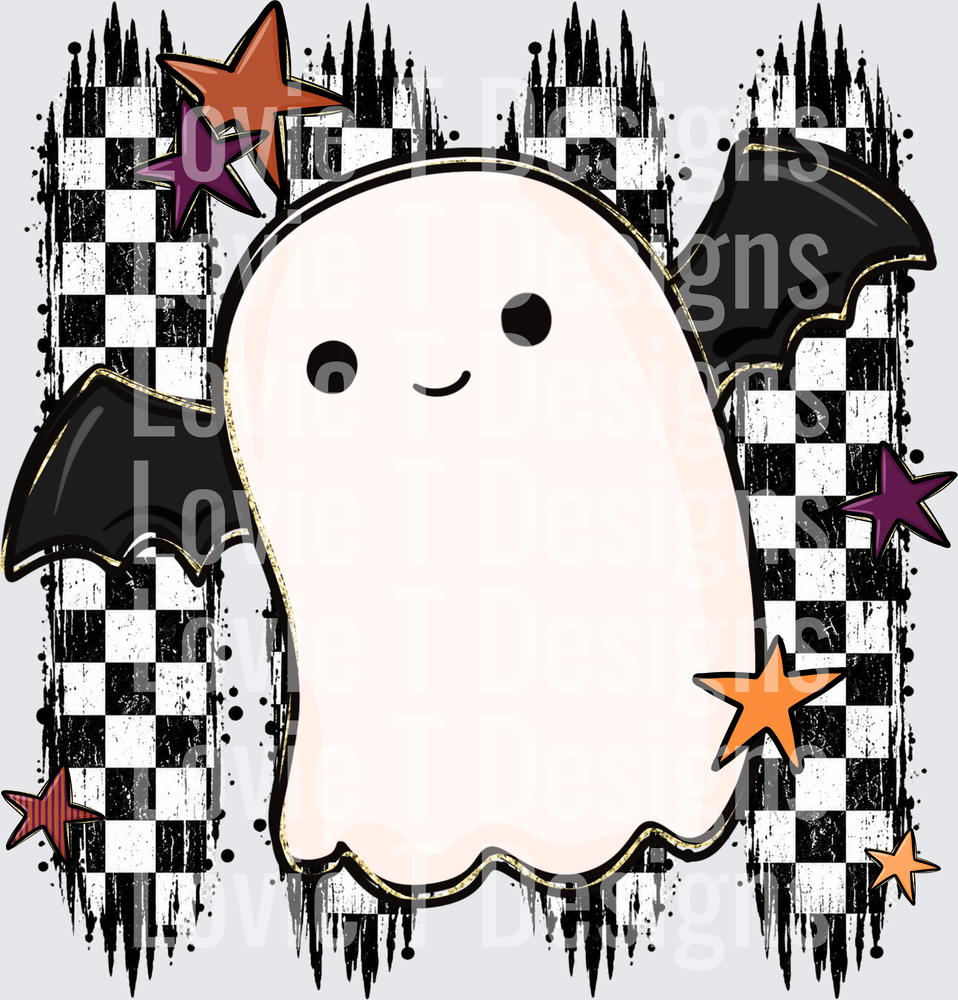 Ghost Bat Halloween DTF transfer design
