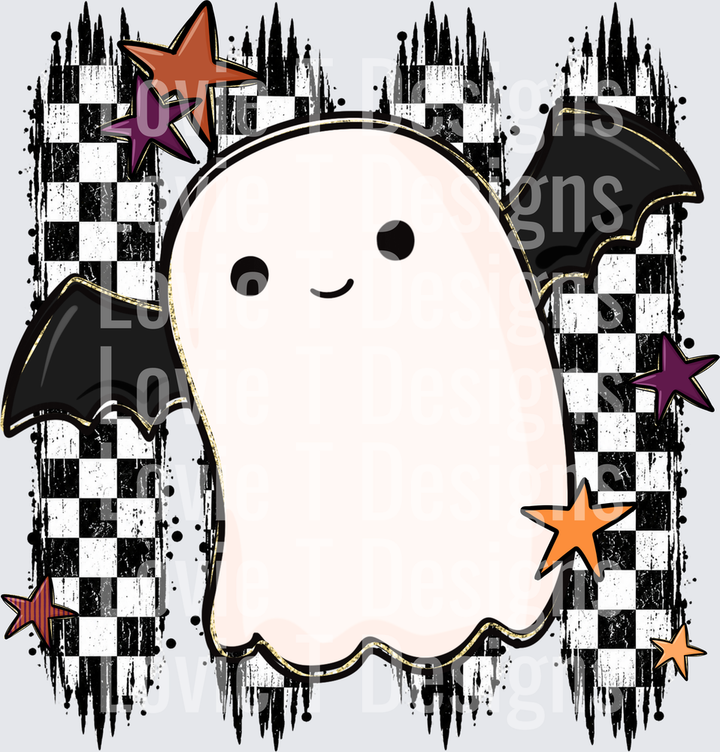 Ghost Bat Halloween DTF transfer design