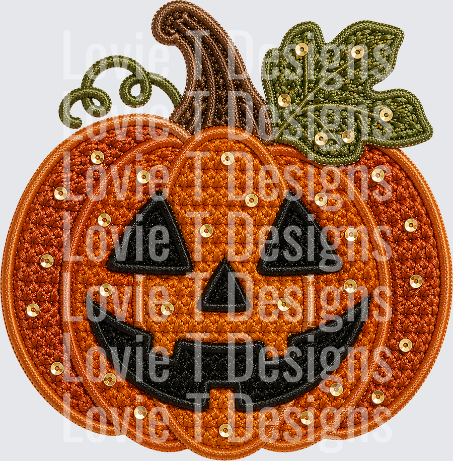 JACK O LANTERN FAUX EMBROIDERY