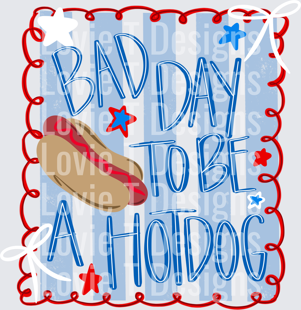 Hot Dog Patriotic DTF transfer design