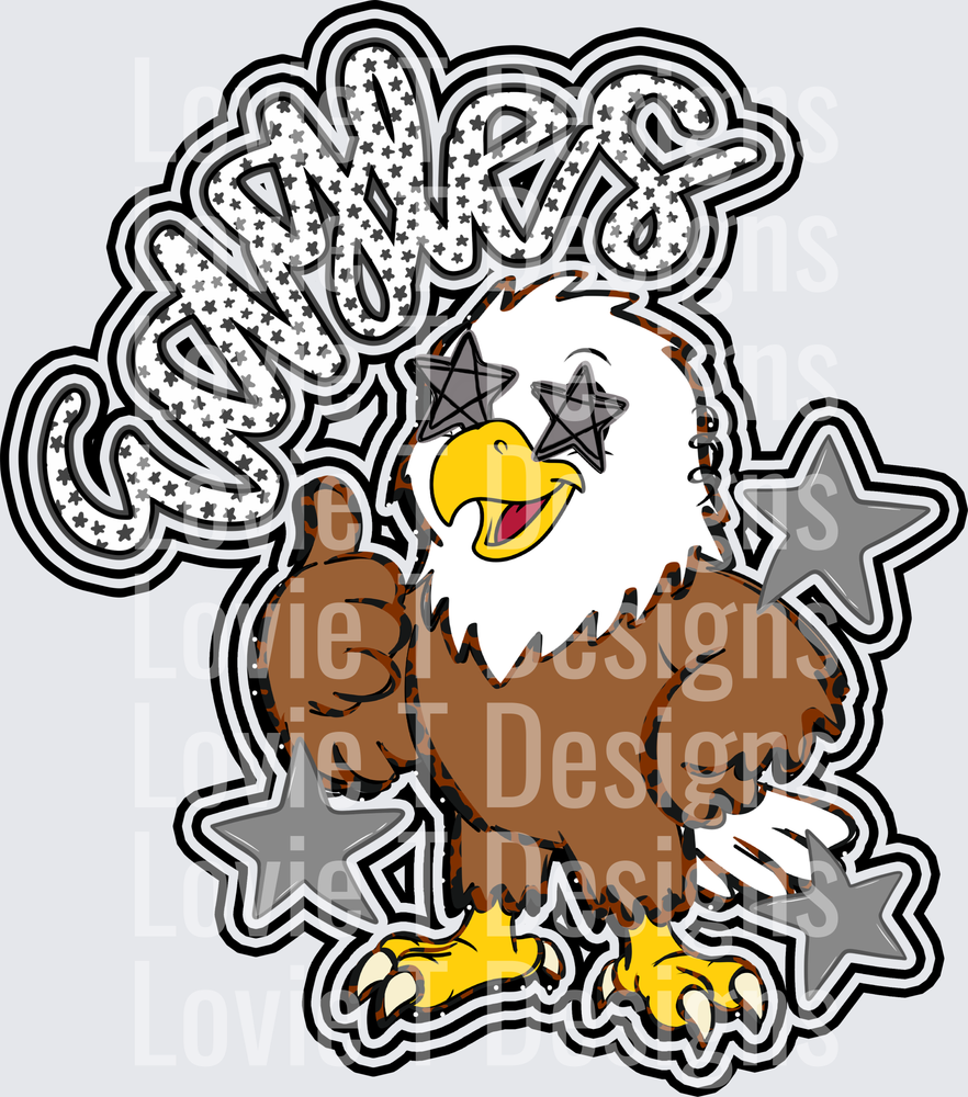 EAGLES BLACK mascot DTF transfer design