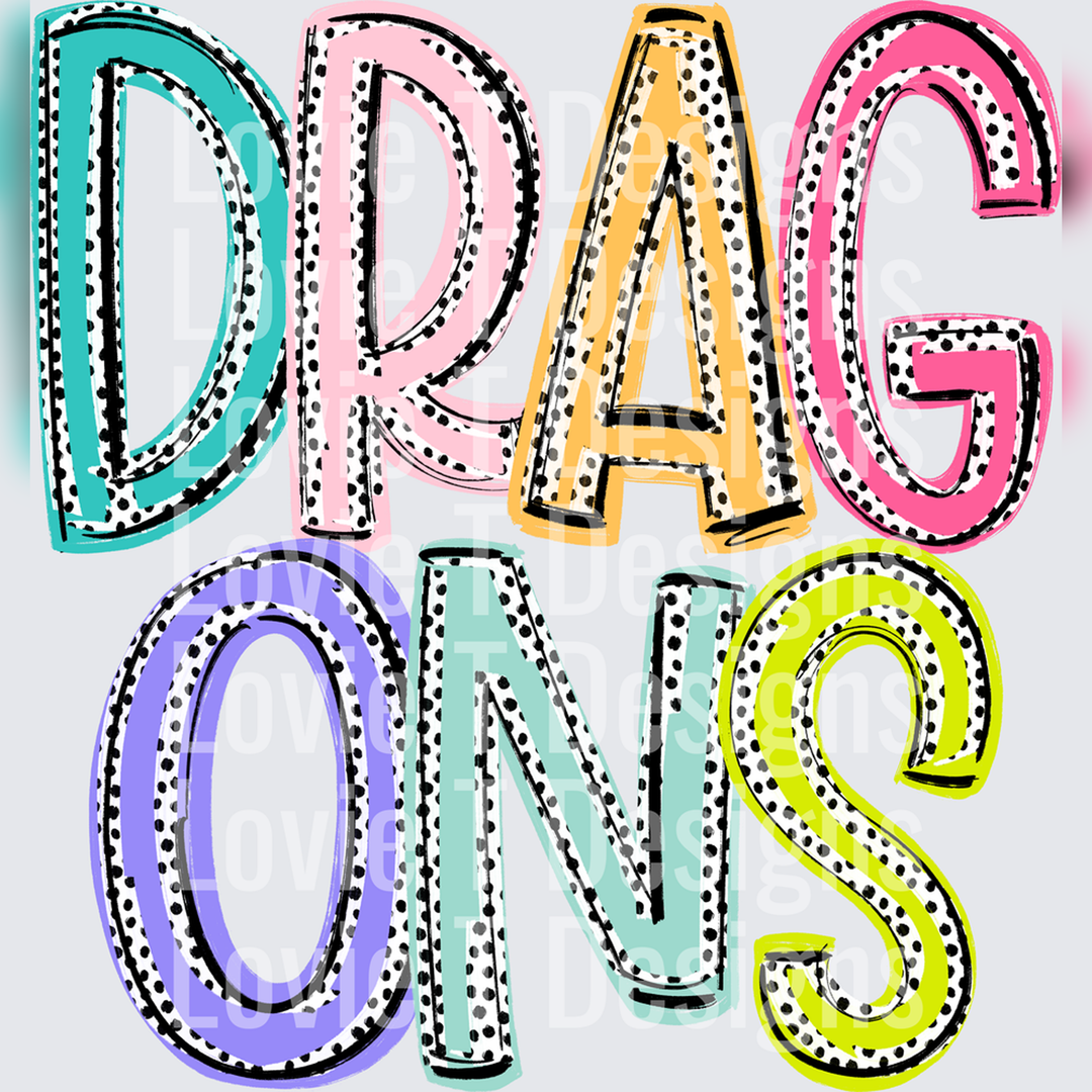 Dragons Dixie Dot Mascots – DTF Transfer – product image