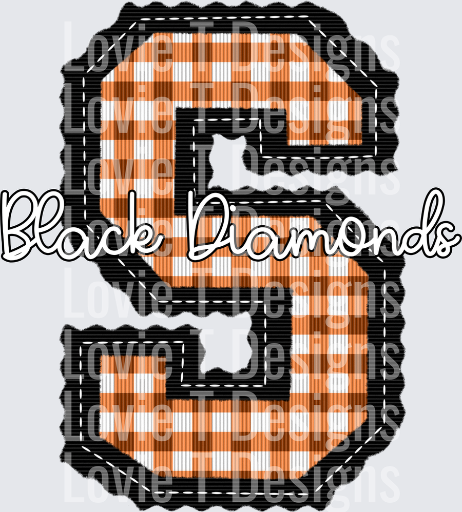 BLACK DIAMONDS BLACK BASE AND ORANGE GINGHAM TOP