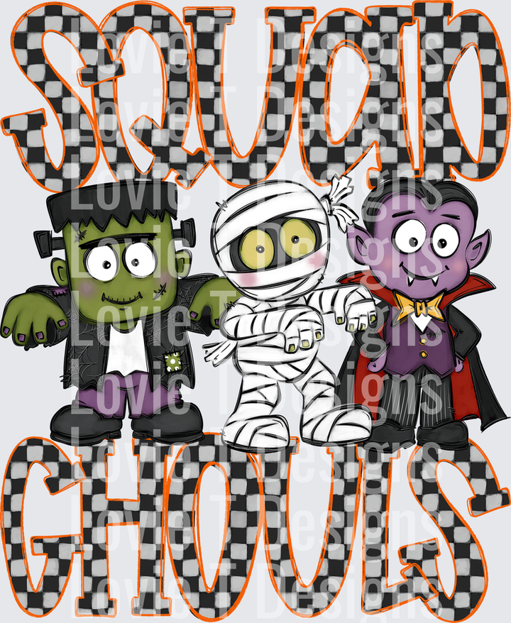 Squad Ghouls Monsters Halloween DTF transfer design