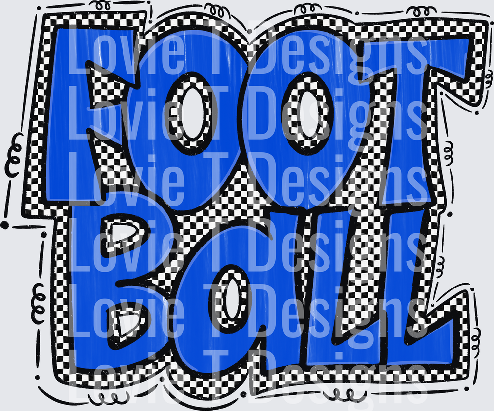Bold Graffiti Football Typography with Checkered Border Preppy Star Football