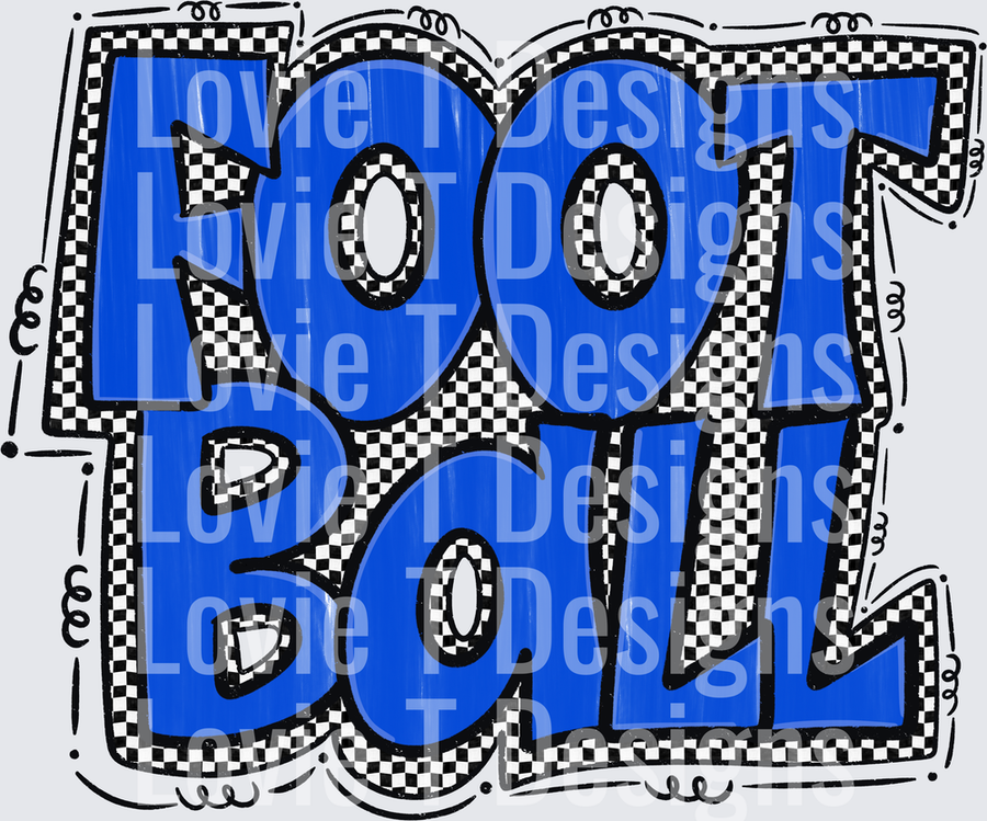 Bold Graffiti Football Typography with Checkered Border Preppy Star Football