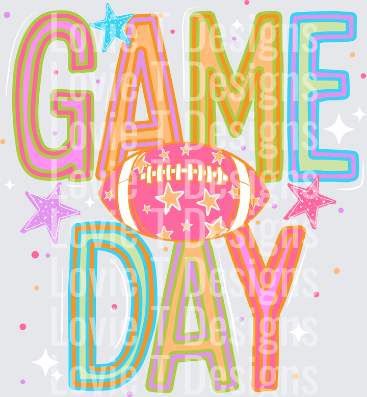COLORFUL GAME DAY Sports DTF transfer design