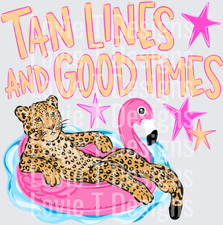 Tan Lines and Good Times summer DTF transfer design