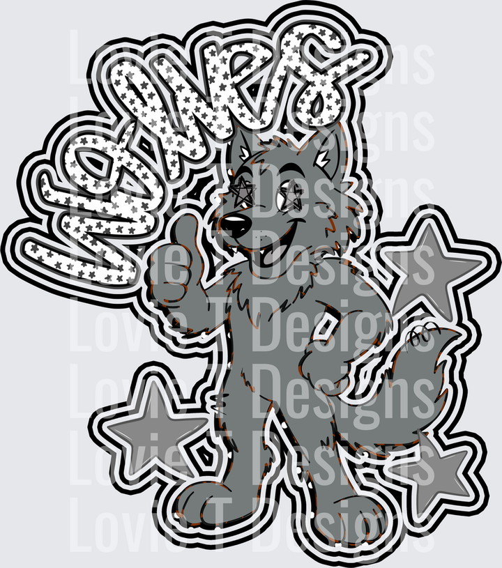 WOLVES BLACK mascot DTF transfer design