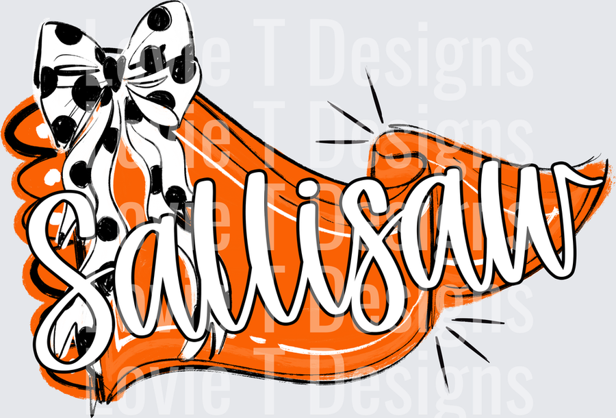SALLISAW ORANGE PENNANT AND BLACK DOT BOW