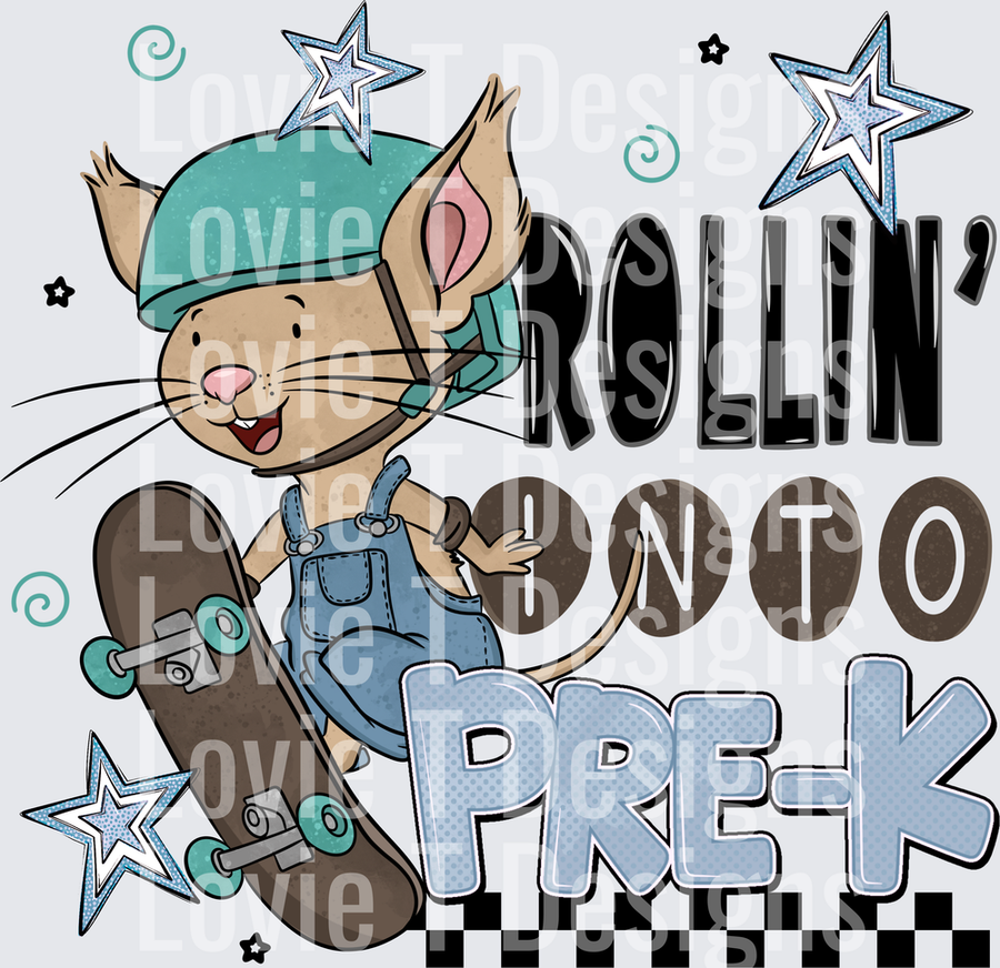 Rollin Into Pre-K Skateboarding Mouse