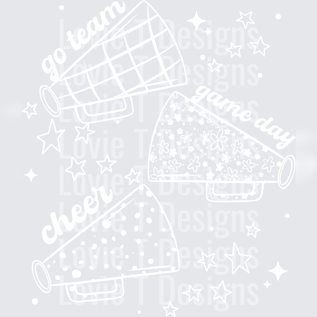 Cheer Patterns Lace Single Color White – DTF Transfer – product image