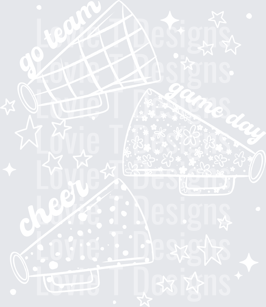 CHEER PATTERNS LACE SINGLE COLOR WHITE cheer DTF transfer design