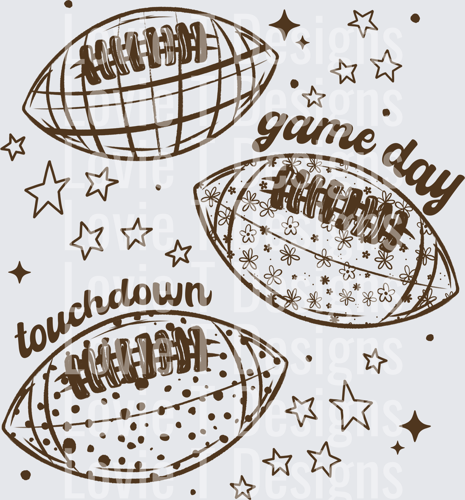 FOOTBALL PATTERNS SINGLE COLOR BROWN football DTF transfer design