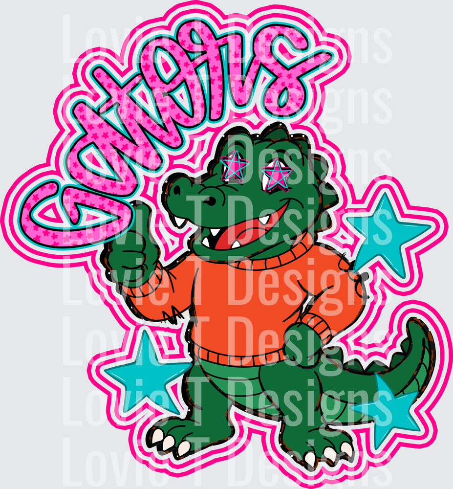 GATORS PINK mascot DTF transfer design