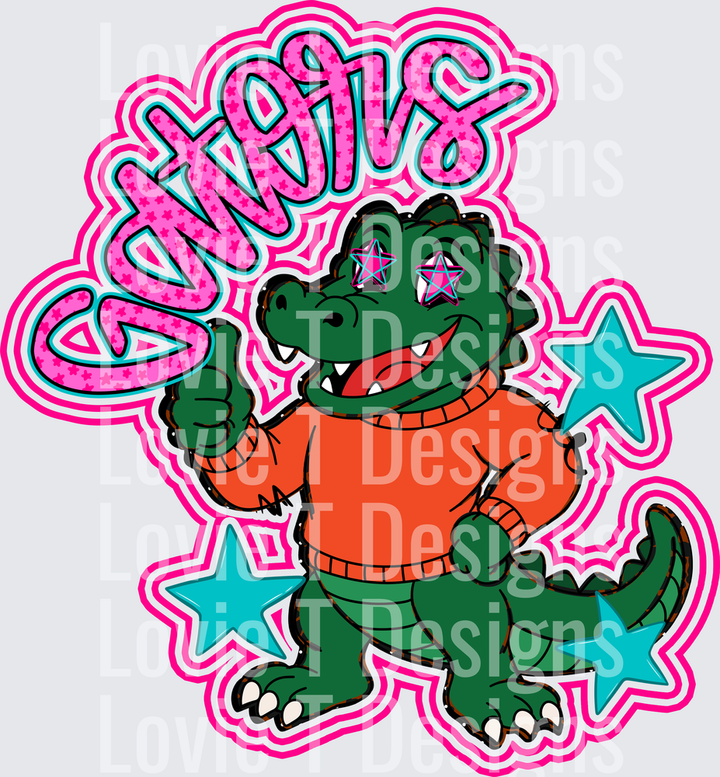 GATORS PINK mascot DTF transfer design