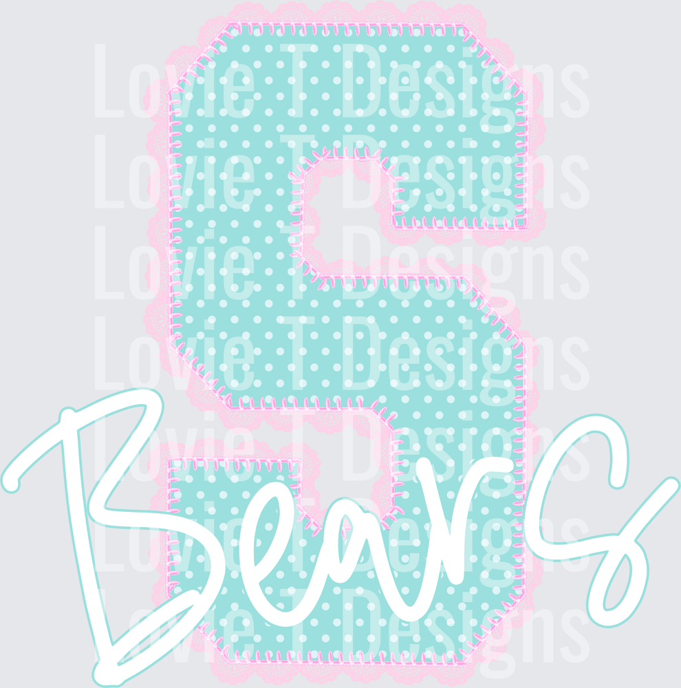 BLUE POLKA DOT LACE S BEARS