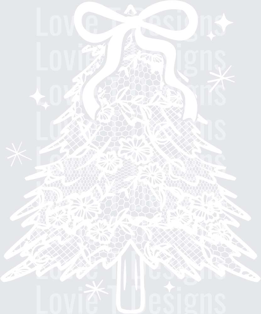 Lace Christmas Tree (White) DTF transfer design